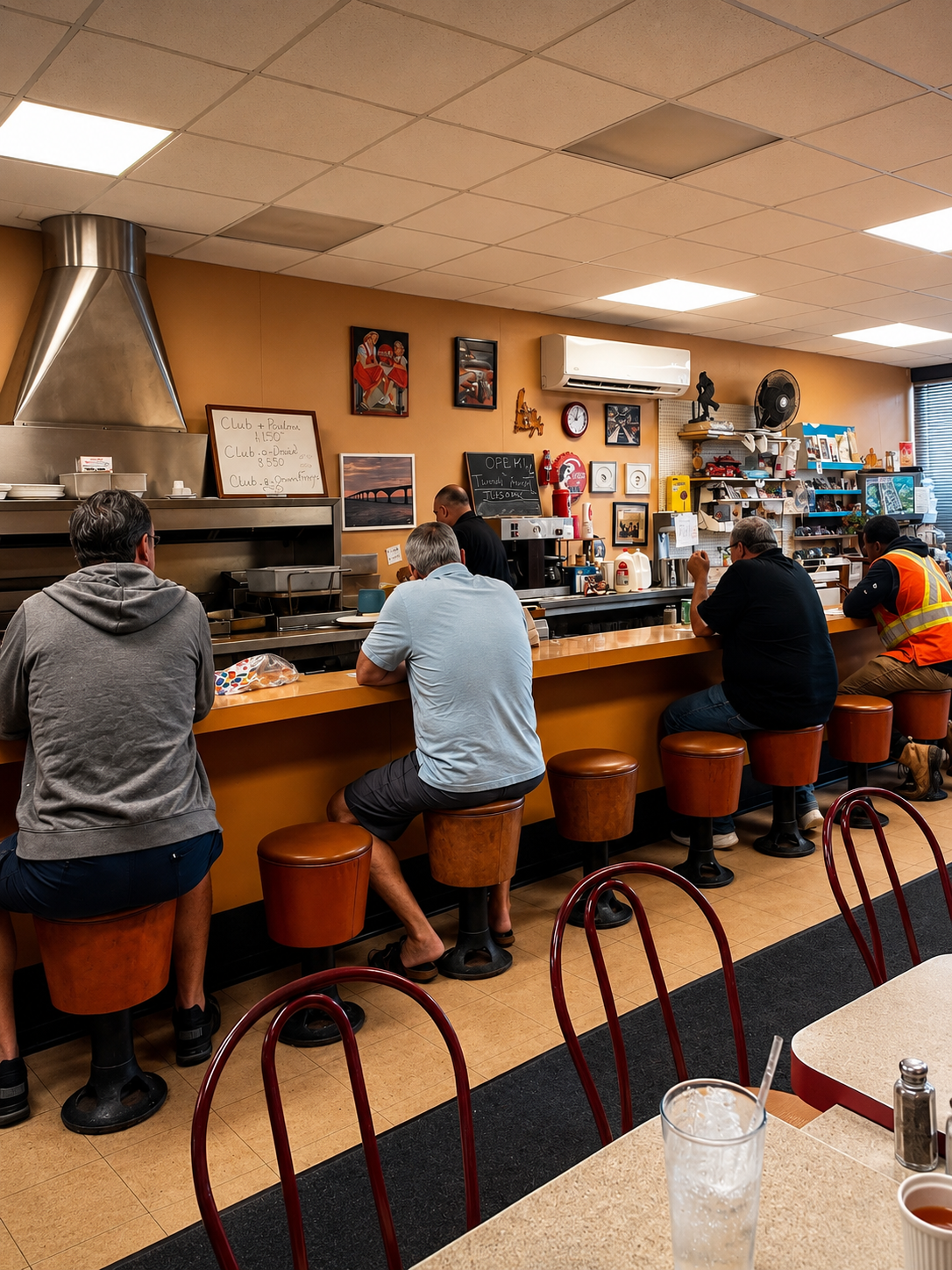 Guests seated at the restaurant counter